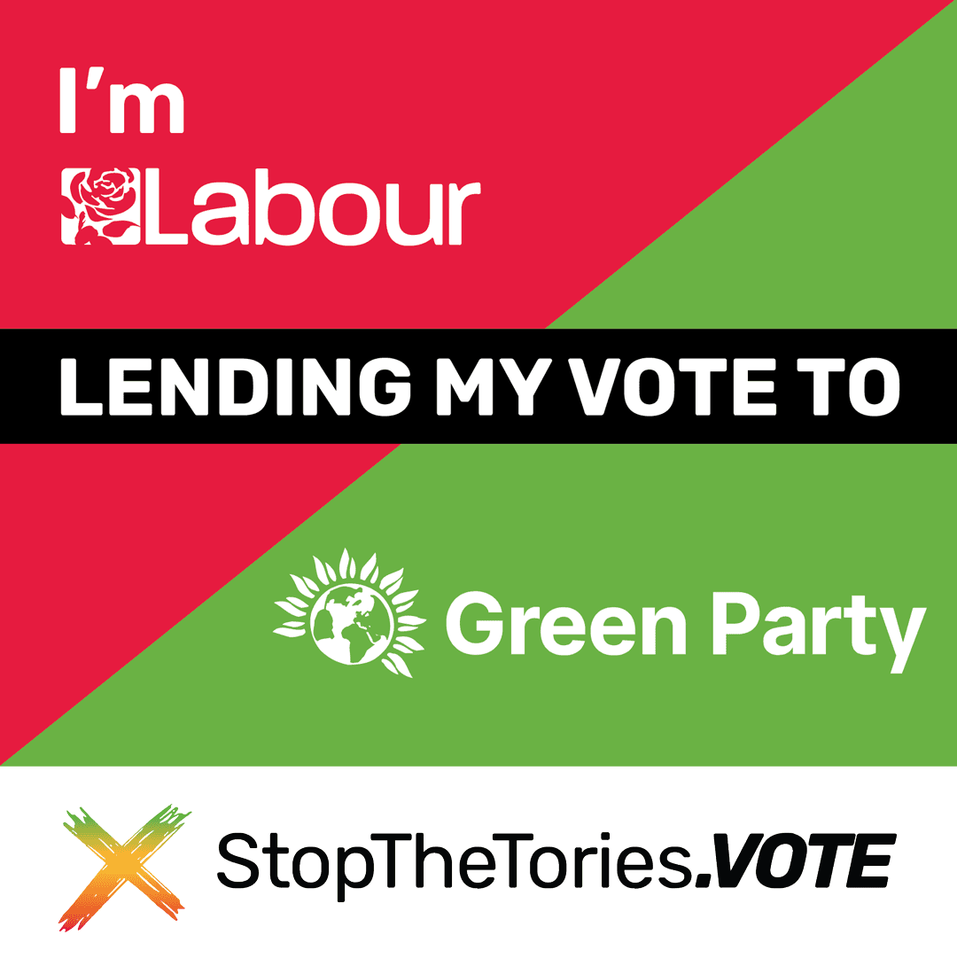 StopTheTories SocialMedia Graphic - I'm Labour lending my vote to Green