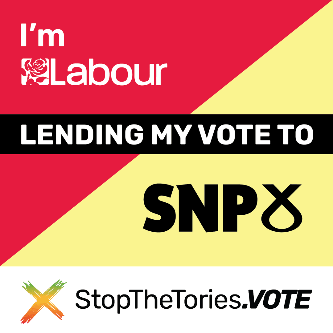 StopTheTories SocialMedia Graphic - I'm Labour lending my vote to SNP