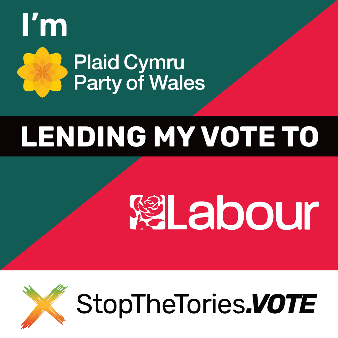 StopTheTories SocialMedia Graphic - I'm Plaid lending my vote to Labour